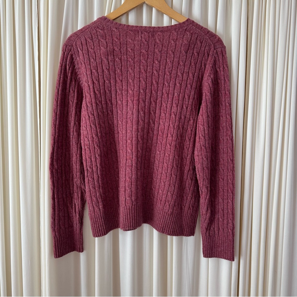 L.L. Bean Women's Vintage Cable Knit‎ Sweater Pink Size Medium Wool Blend Winter - Picture 3 of 4